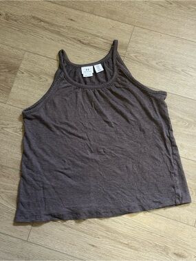 Halston 100% Linen Tank Top Sz.M Stone Gray Lightweight